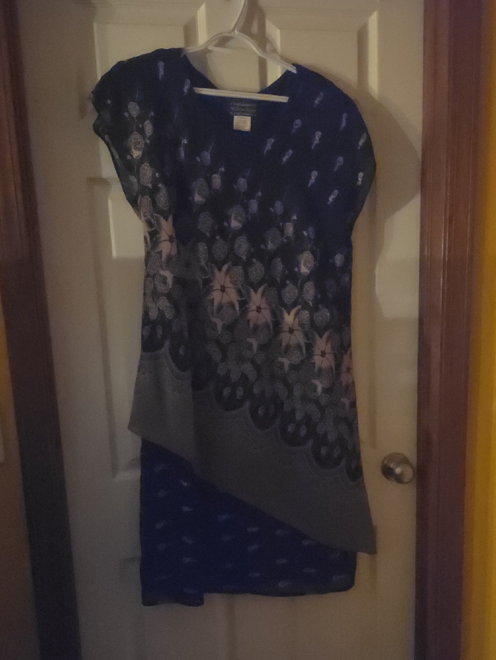 Willow Ridge Navy and Gray Floral Asymmetrical Dress